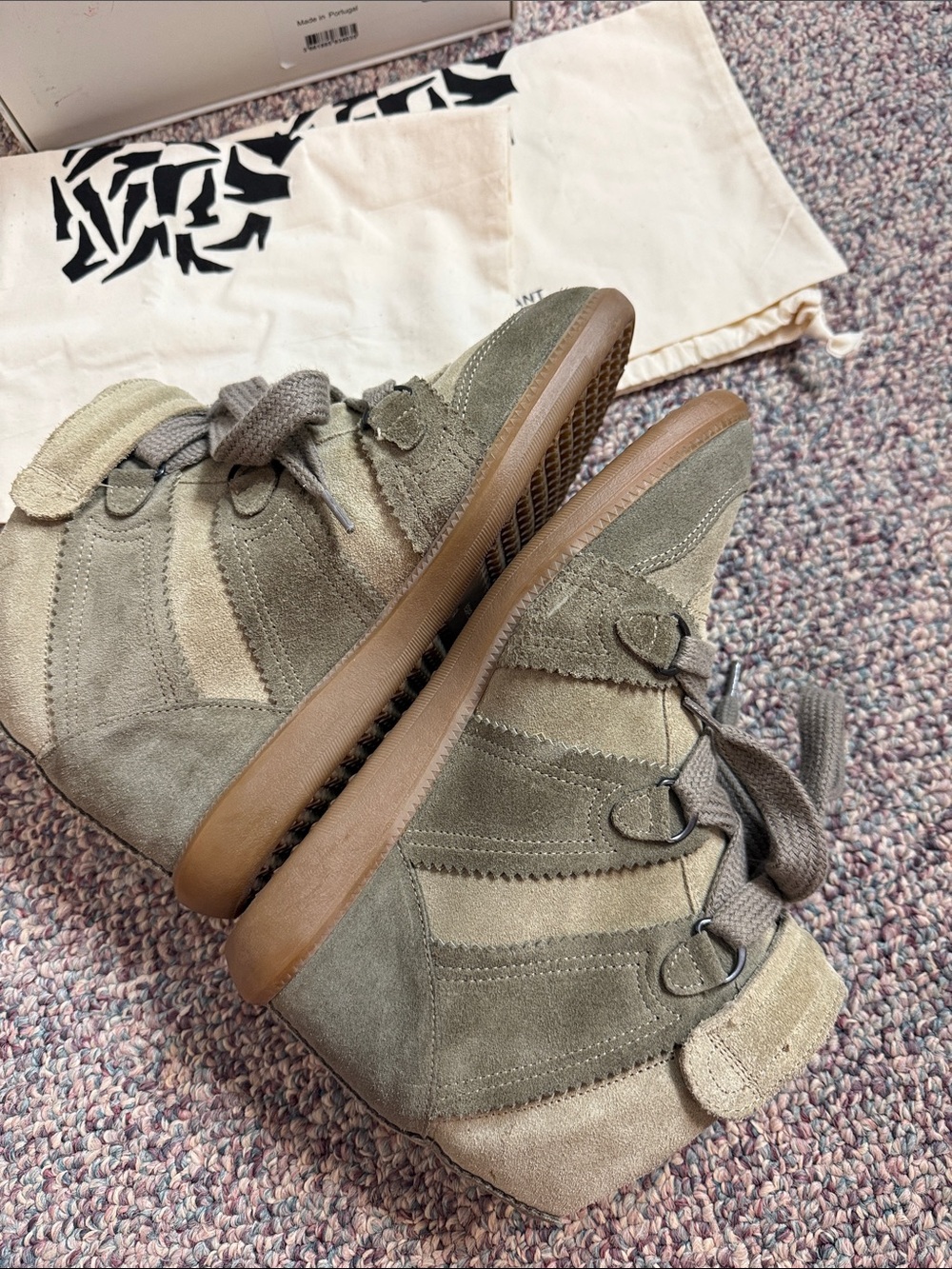 Isabel Marant Over Basket Bluebel Wedge Sneakers - Taupe - Picture 10 of 11